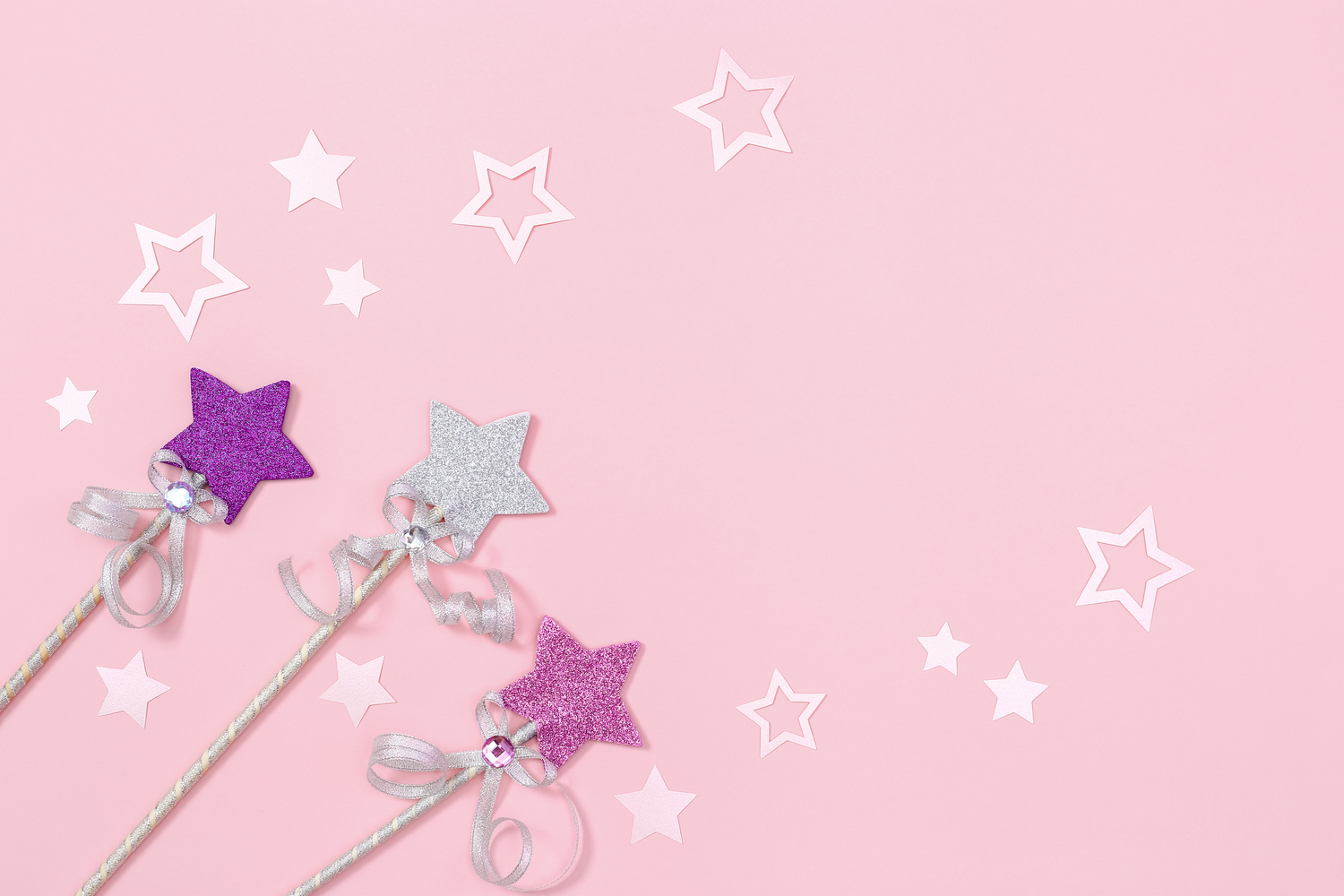 Holiday Background with Bright Stars for Children Girl Birthday Party.