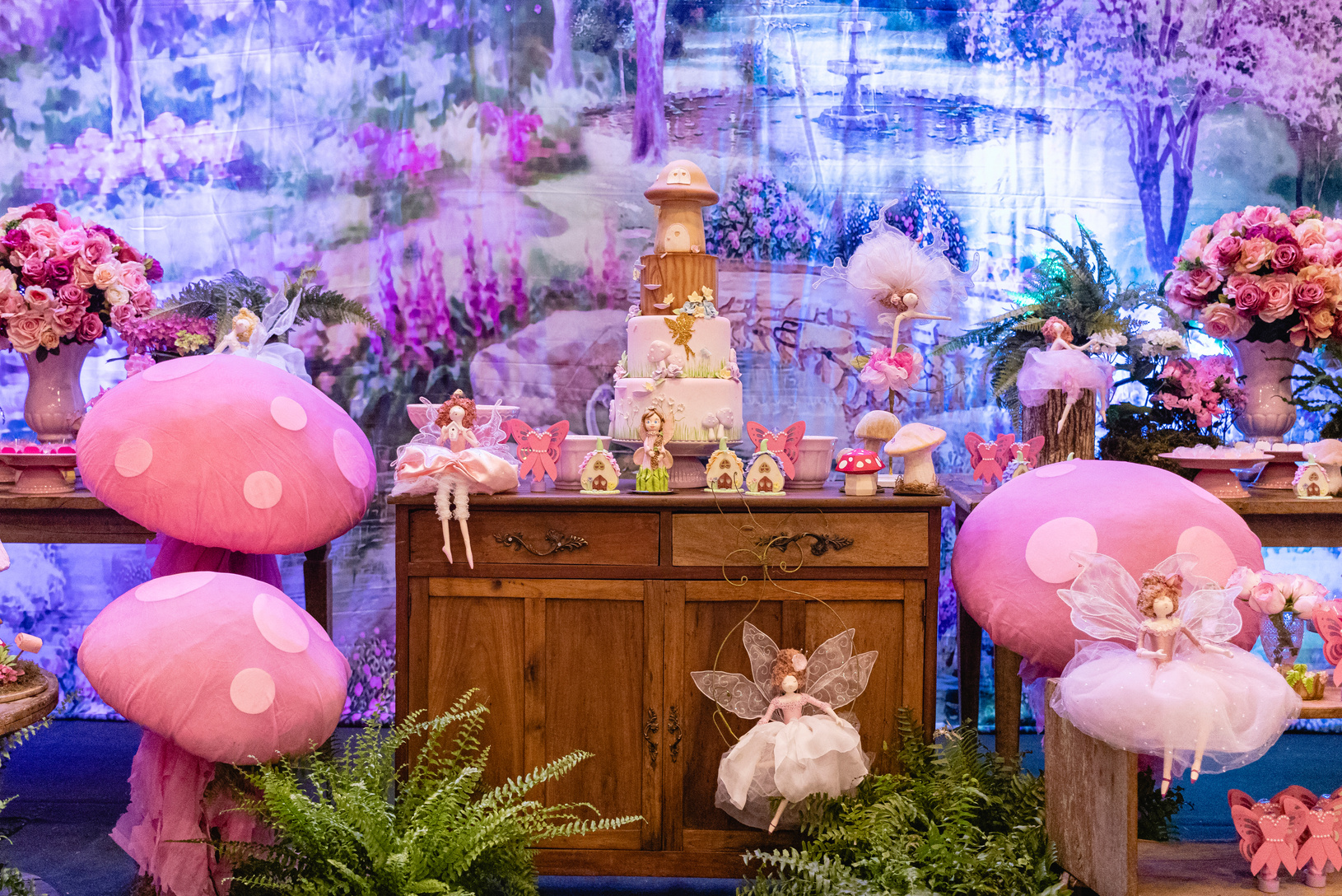 Fairy themed children's party decoration and candy. Decoration concept for children's party