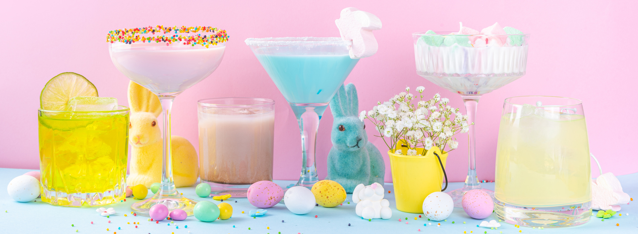 Colorful Easter party mocktails